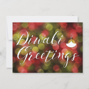 diwali greetings bokeh lights card