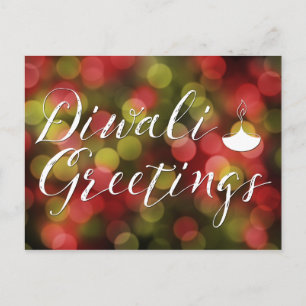 diwali greetings bokeh lights postcard