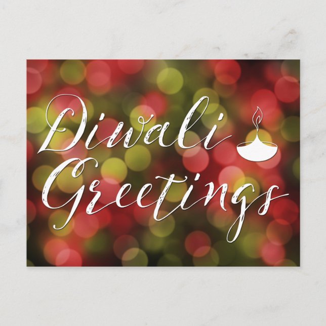 diwali greetings bokeh lights postcard (Front)