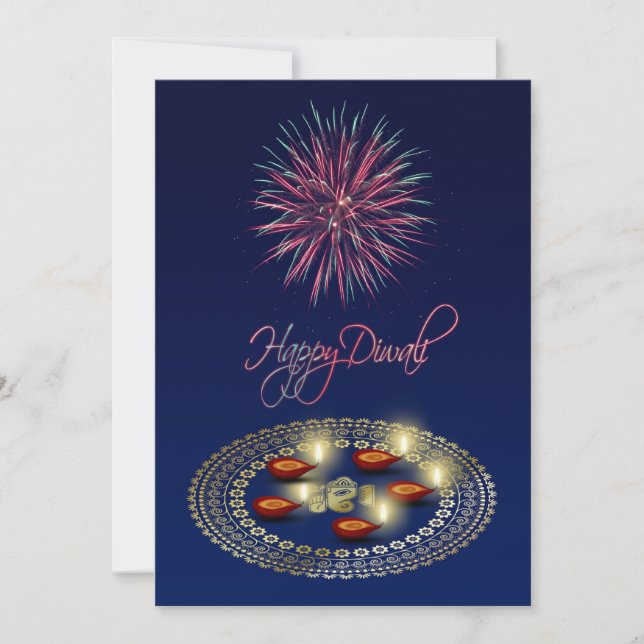Diwali heureux Ganesha Rangoli - carte (Devant)