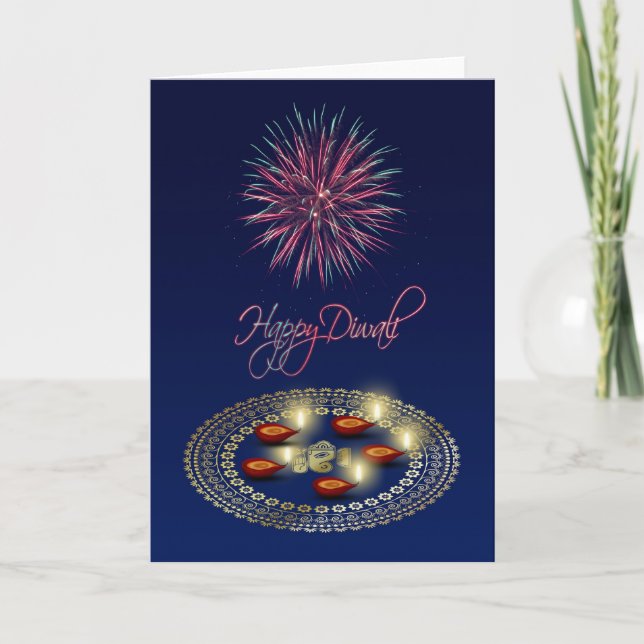 Diwali heureux Ganesha Rangoli - carte de voeux (Devant)