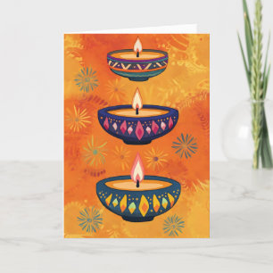 Diwali Light Colourful Lamps Holiday Card