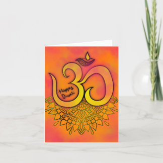 Diwali Orange Aum Mandala Card