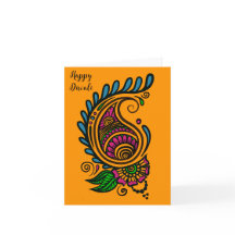 Diwali Orange Paisley Card