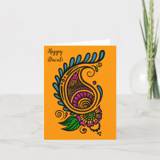 Diwali Orange Paisley Card