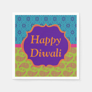 Diwali Paper Napkin in Colourful Indian pattern