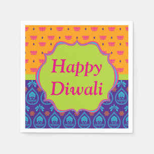 Diwali Paper Napkin in Colourful Indian Pattern