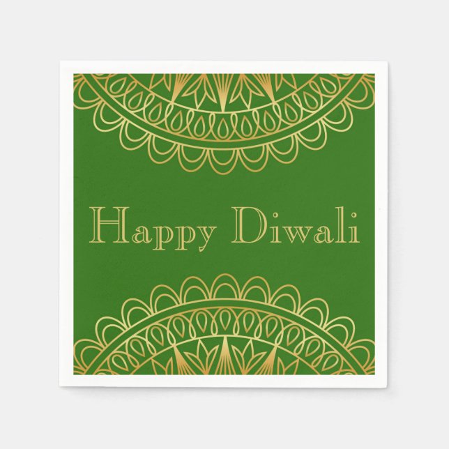 Diwali Paper Napkin in Fuschia & Gold Mandala (Front)