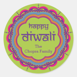 Diwali Party Favor Sticker with Mandala