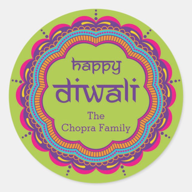 Diwali Party Favour Sticker with Mandala (Front)