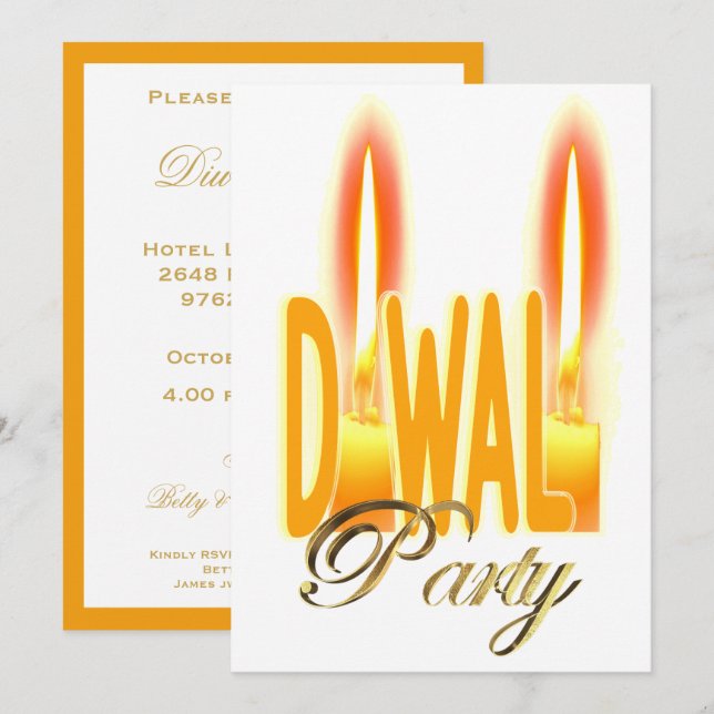 Diwali Party Invitation Elegant (Front/Back)