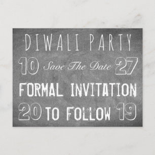 Diwali Party Save The Date Chalkboard Announcement Postcard