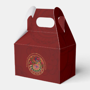 Diwali Red Gold Colorful Peacock Personalized  Favor Box