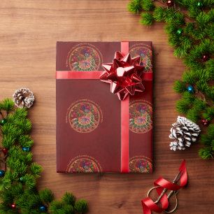 Diwali Red Gold Colourful Peacock Personalized Wrapping Paper
