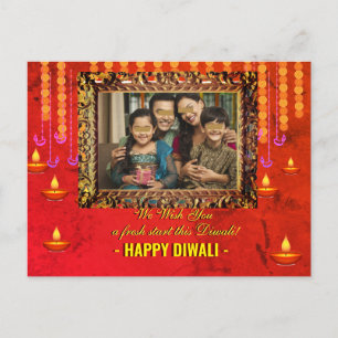 Diwali salue le carte photo traditionnel