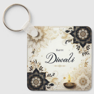 Diwali with Elegant Floral & Diya Keychain