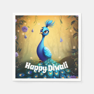🦚 Diwali Wonder: Enchanted Peacock Postcard Napkin