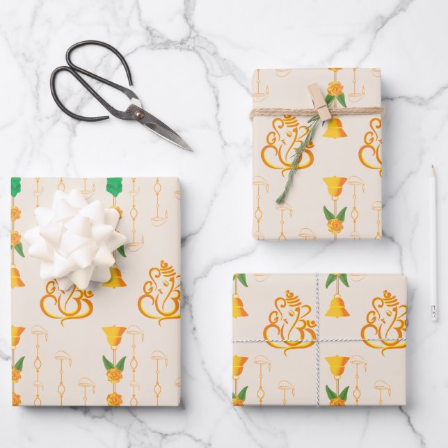 Diwali wrapping God design Wrapping Paper Sheet (Front)
