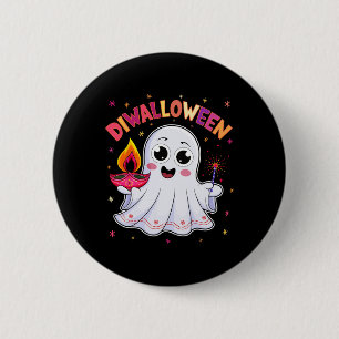 Diwalloween Diwali Halloween Fun Boo Ghost Lantern 2 Inch Round Button