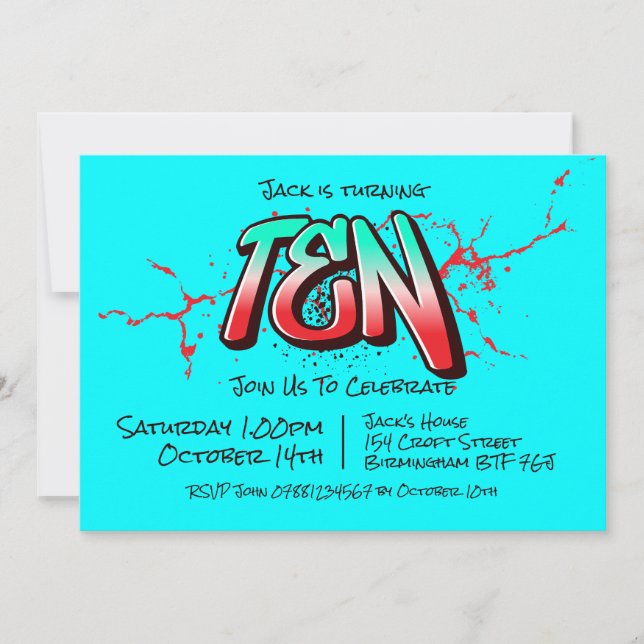 Dix Invitations Graffiti Clair (Devant)