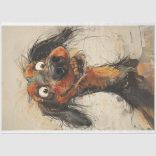 Dixie Dachshund Water Colour HEY YOU Decoupage  Tissue Paper