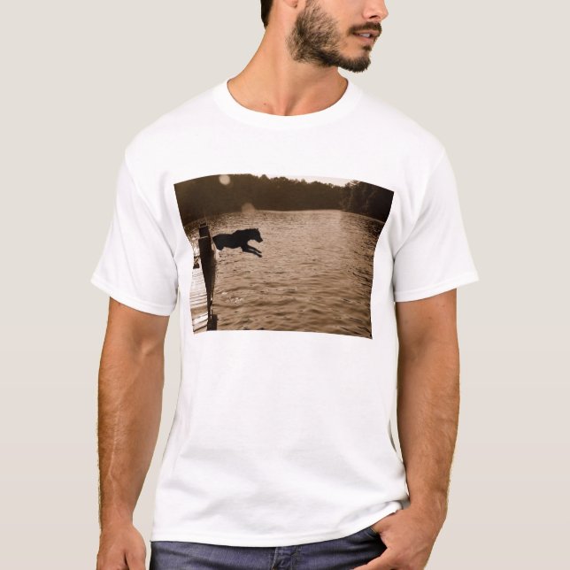 Dixie jumping off the dock T-Shirt (Front)