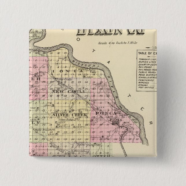 Dixon County, Nebraska 2 Inch Square Button (Front)