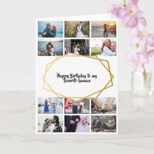 DIY 12 photo   modern gold romantic birthday frame Card