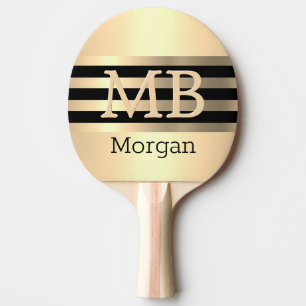 DIY 3-D Monogram/Name, Black/Gold Stripes On Gold Ping Pong Paddle