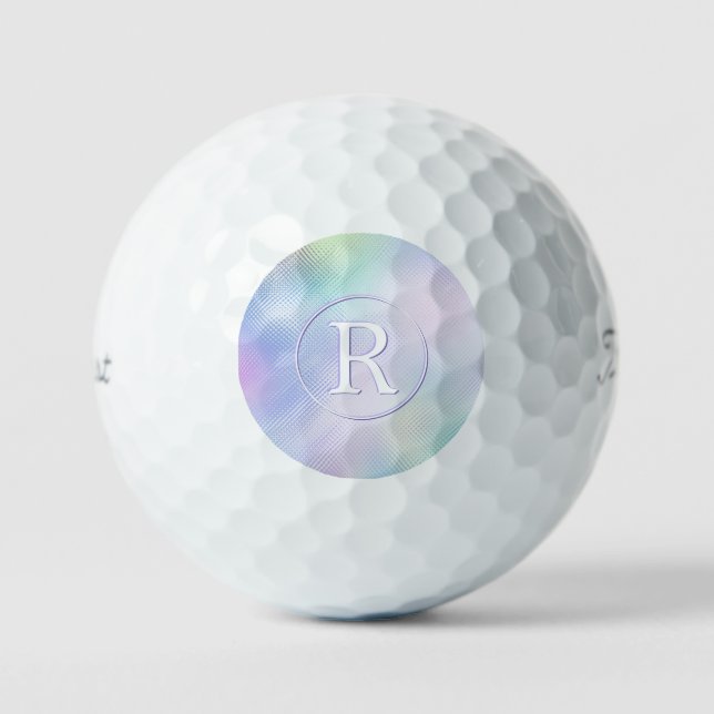 DIY 3-D White Monogram in Circle, Iridescent Glass Golf Balls (Front)