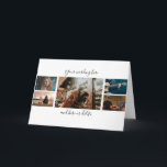 DIY 5 photo anniversary wedding collage script Card<br><div class="desc">An easy to personalize 5 photo collage is set on a white background and has two flowing script fonts above and below it for your personalized wording.</div>