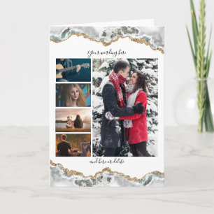 DIY 5 photo anniversary wedding marble geode vert. Card