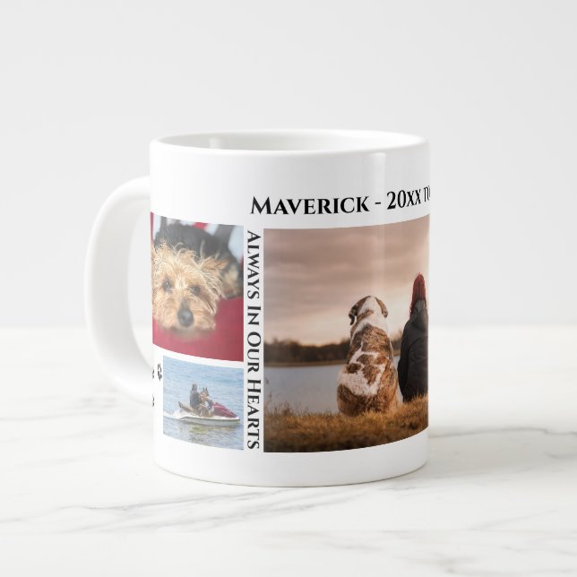 DIY 5 photo collage pet memorial animal loss paws Large Coffee Mug (Front Left)