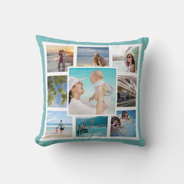 DIY 9 Favourite Family Photos Custom Throw Pillow (Front)