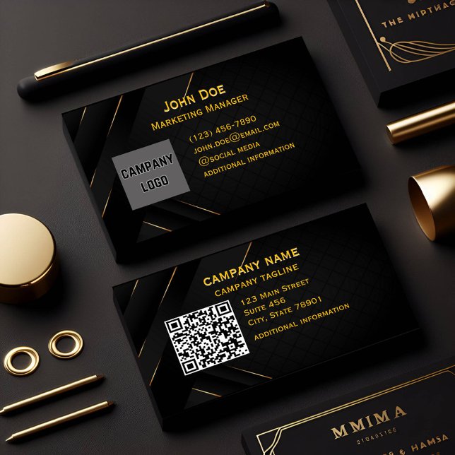 diy advanced qr code website gold Front And Back Business Card (Creator Uploaded)