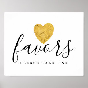 DIY Affordable Gold Foil Heart Wedding Favour Sign