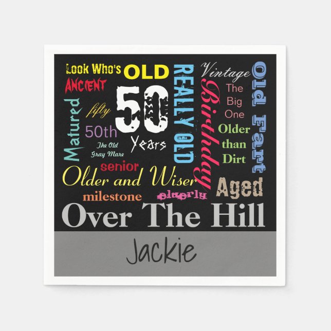 DIY Age | 50th Happy Birthday | Milestone Napkin (Front)