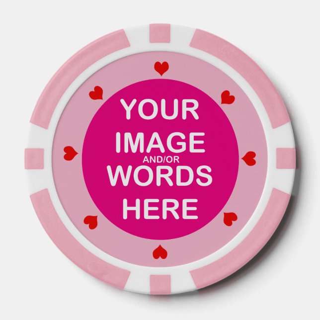 DIY ~ Alice in Wonderland Poker Chips Red Hearts (Front)