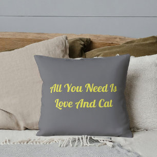 DIY Animal Lover Pet Cat Mom Dat Cute Quote Grey Throw Pillow