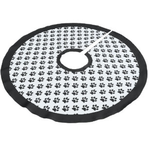 DIY Any Colour/Black Cat/Dog Paw with Black Brushed Polyester Tree Skirt