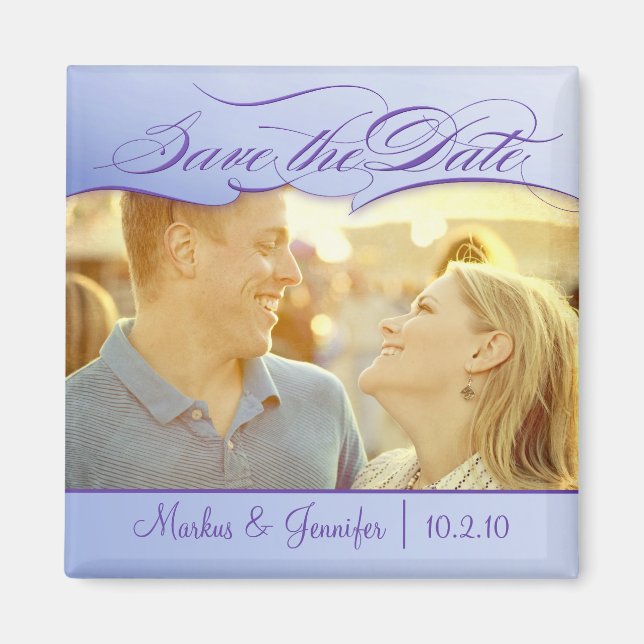 DIY Aubergine Photo Save the Date Magnet (Front)