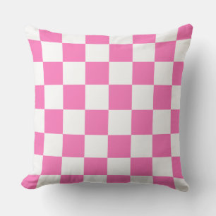 DIY Background Colour, Hot Pink Chequered Pattern Throw Pillow