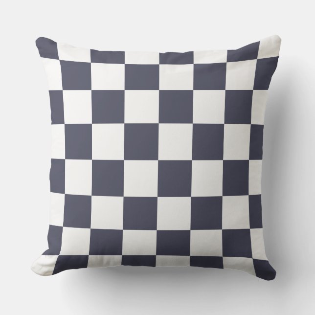 DIY Background Colour, White Chequered Pattern Throw Pillow (Front)