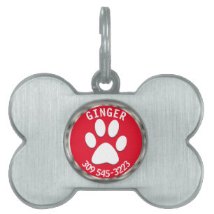 DIY Background Colour with White Paw    Personaliz Pet ID Tag