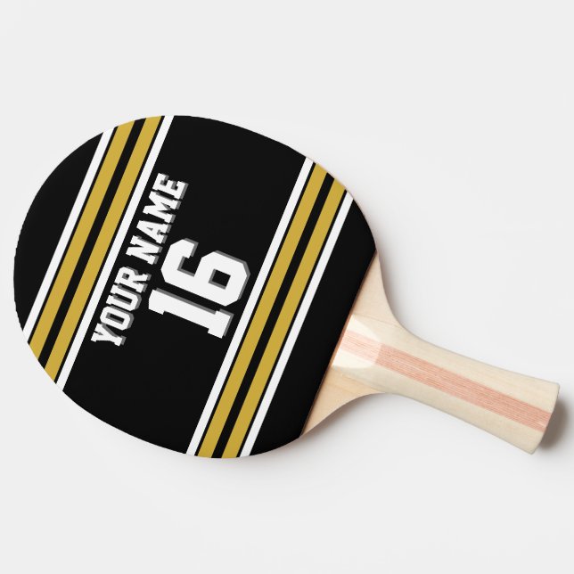 DIY BG Black Gold Team Jersey Custom Number Name Ping Pong Paddle (Side)