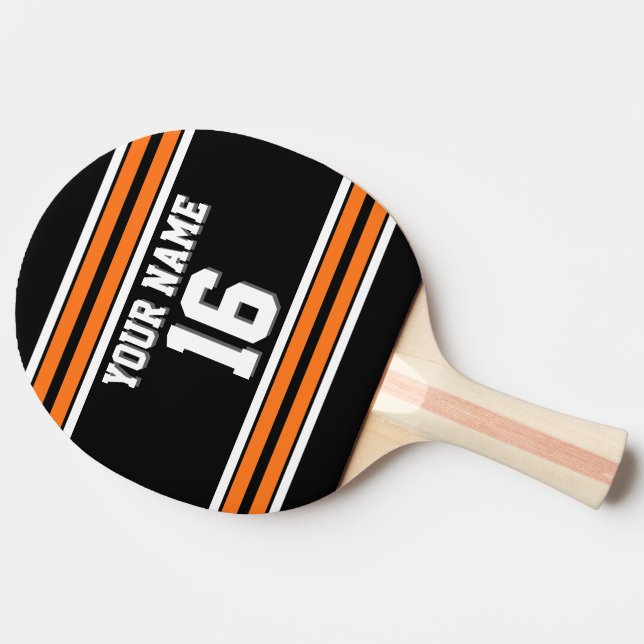 DIY BG Black Orange Team Jersey Custom Number Name Ping Pong Paddle (Side)