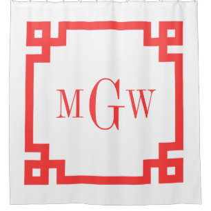 DIY BG Coral Red Greek Key #2 Framed 3I Monogram