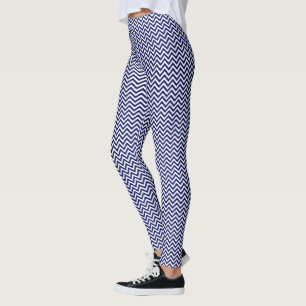 DIY BG LG White Chevron ZigZag Stripe Navy Blue Leggings