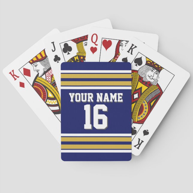 DIY BG Navy Gold Team Jersey Custom Number Playing Cards (Back)