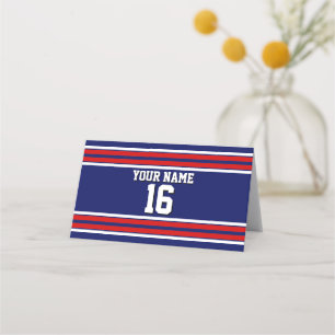 DIY BG Navy Red Team Jersey Custom Number Name Place Card